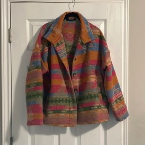 Geo Print Button Down Shacket | Worn Once